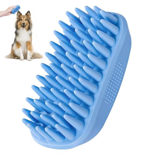 Dog Bath BrushRubber Dog Shampoo Grooming Brush Silicone Shower Wash Curry Brush Pet Scrubber for Short Long Haired Dogs Cats Massage Comb Soft Shedding Bathing Brush Removes Loose & Shed Fur