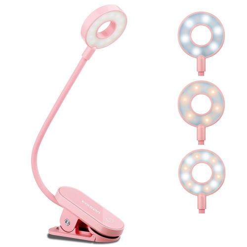 Visson Stepless Dimming Book Light12 LED Reading Lights for Books in Bed3 Color TemperatureRechargeable Clip-on Light with Magnetic Function.Perfect for BookwormsKids