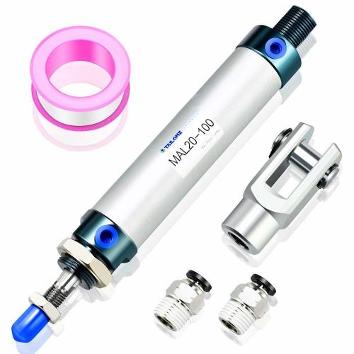 TAILONZ PNEUMATIC 20mm Bore 100mm Stroke Air Cylinder Double Action with Y Connector and 2Pcs 6mm Fitting MAL20x100