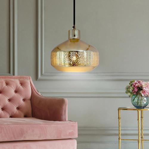 Sorrento 1-Light Gold Hanging Pendant with Metal Shade