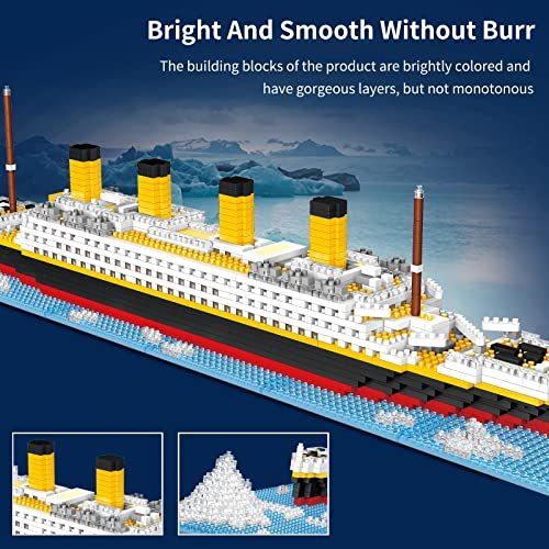 Snlywan 1706 PCS Titanic Toys Building Set with LED Strip Model Blocks Kit Micro Mini Light Up ToyTitanic Gifts for Adults and Kids