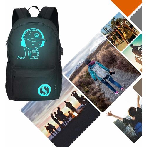 Anime Luminous Backpack, School Backpack Casual Daypack for Boys and Girls, Laptop Backpack with USB Charging Port and Lock Fits 15.4 Inch Notebook