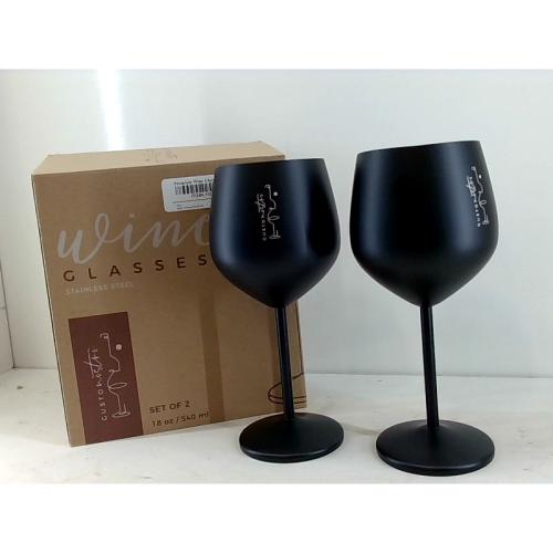 Gusto Nostro Stainless Steel Wine Glass - 18 oz - Unbreakable Black Wine Glasses for Travel, Camping and Pool - Fancy, Unique and Cool Portable Metal Wine Glass for Outdoor Events, Picnics (Set of 2)