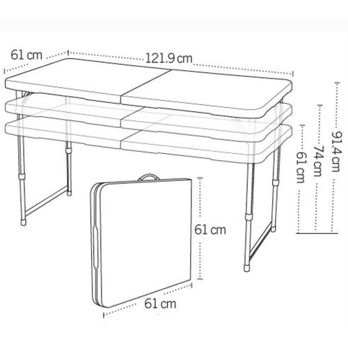 Lifetime Fold-in-Half Adjustable Folding Table 4 Foot