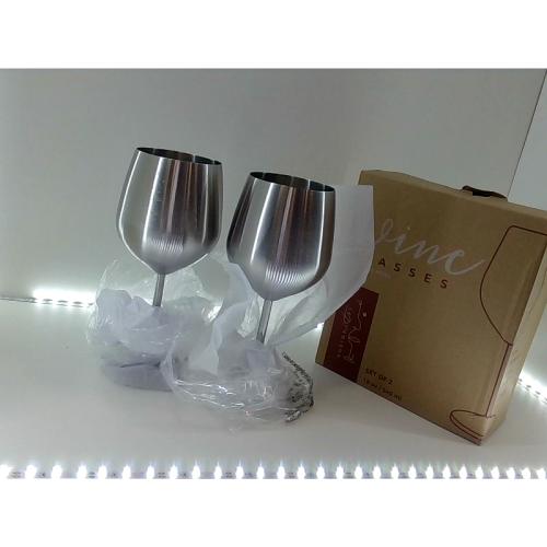 Gusto Nostro Stainless Steel Wine Glass - 18 oz - Cute, Unbreakable Wine Glasses for Travel, Camping and Pool - Fancy, Unique and Cool Portable Metal Wine Glass for Outdoor Events, Picnics (Set of 2)