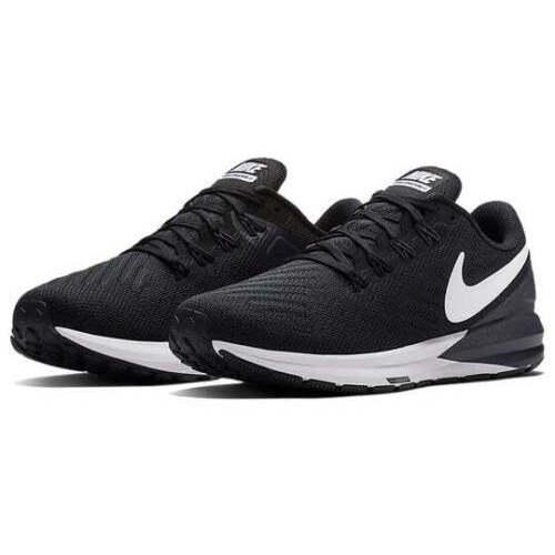 NIKE WOMEN'S  AIR ZOOM STRUCTURE 22-SIZE 6.5 BLACK/WHITE-GRIDIRON