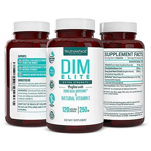 DIM Supplement 250mg (Diindolylmethane)-Plus Dong Quai Natural Vitamin E & BioPerine - Supports Menopause Relief & Hormonal Acne -Hormone Balance Support for Women and Men-Veggie Caps
