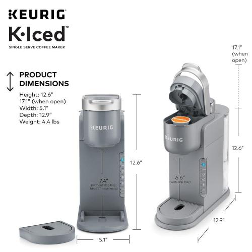 Iced Gray Single Serve One Cup Coffee Maker with Iced Button