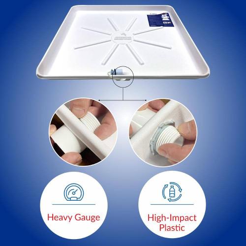 30 in. x 28 in. Pre-drilled Plastic Washing Machine Drain Pan with Drainhose Adapter