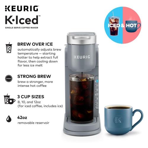 Iced Gray Single Serve One Cup Coffee Maker with Iced Button