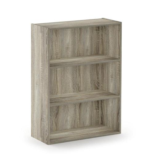 Paris Size  31.5 in. Color Grey Tall Sonoma Oak 3-Shelf Etagere Bookcase