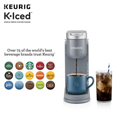 Iced Gray Single Serve One Cup Coffee Maker with Iced Button