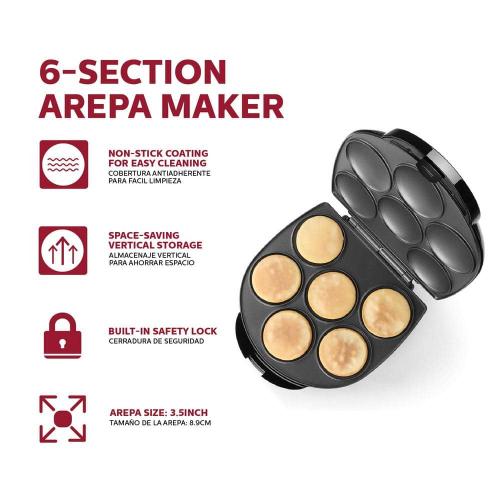 HOLSTEIN HOUSEWARES 9.62 in. Black Non-Stick Arepa Maker