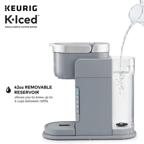 Iced Gray Single Serve One Cup Coffee Maker with Iced Button