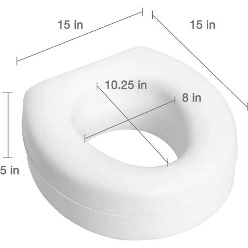 HealthSmart HS Raised 15in. W x 15in. D x 5in. D Toilet Seat Riser Elevation with Slip Resistant Pads