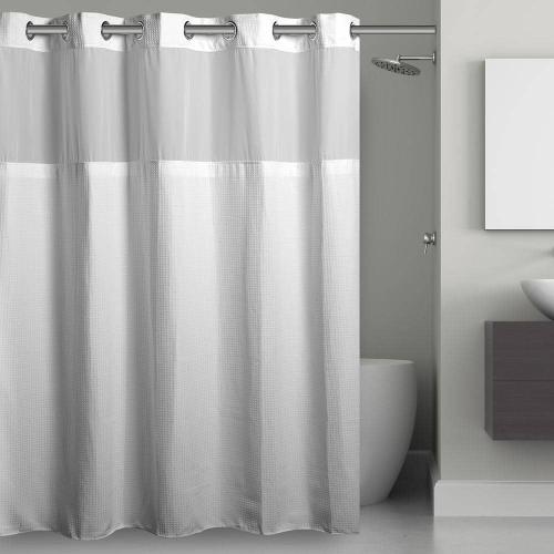 Waffle 54 in. W x 80 in. L Polyester Shower Curtain in White