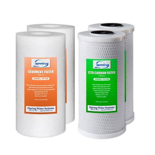 10 in. x 4.5 in. Whole House Replacement Water Filter Cartridge, Sediment and Carbon Block Filter (4-Pack)