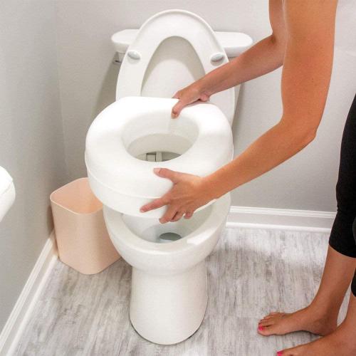 HealthSmart HS Raised 15in. W x 15in. D x 5in. D Toilet Seat Riser Elevation with Slip Resistant Pads