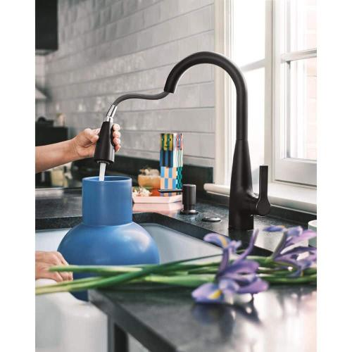Haelyn Single-Handle Pull-Down Sprayer Kitchen Faucet with Reflex and Power Clean in Matte Black