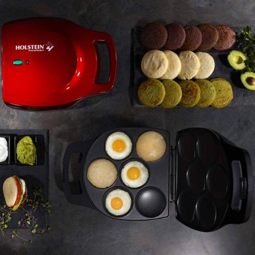 HOLSTEIN HOUSEWARES 9.62 in. Black Non-Stick Arepa Maker