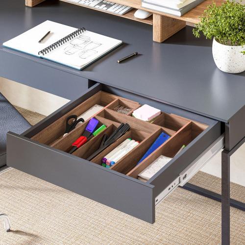 Seville Classics 4-Piece Acacia Wood Expandable Drawer Storage Organizer Box Set 11.85 in. W to 18.4 in. W x 17.5 in. D x 2.5 in. H Brown