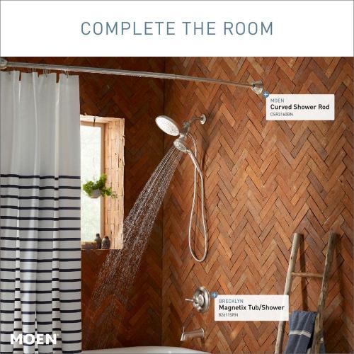 54 in. - 72 in. Adjustable Length Curved Shower Rod in Brushed Nickel