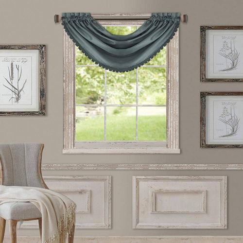 Dusty Blue Faux Silk Rod Pocket Blackout Curtain - 52 in. W x 36 in. L