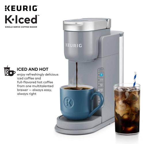 Iced Gray Single Serve One Cup Coffee Maker with Iced Button