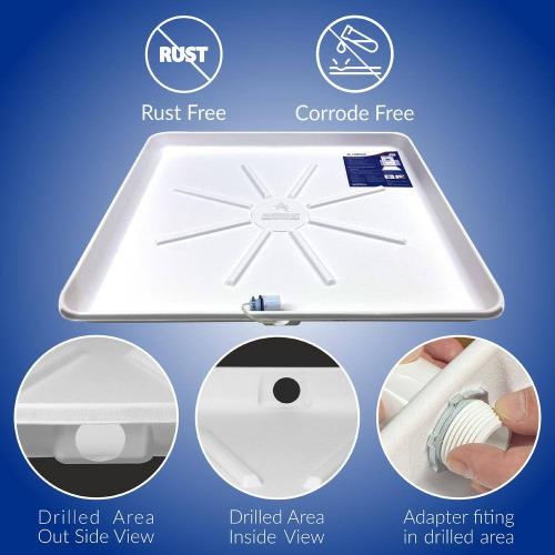 30 in. x 28 in. Pre-drilled Plastic Washing Machine Drain Pan with Drainhose Adapter