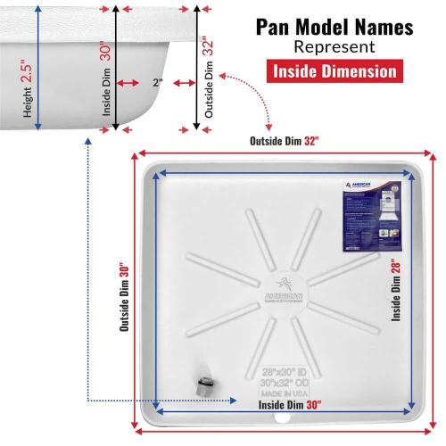 30 in. x 28 in. Pre-drilled Plastic Washing Machine Drain Pan with Drainhose Adapter