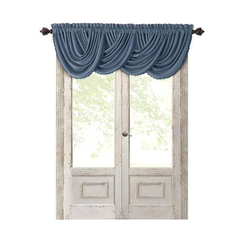 Dusty Blue Faux Silk Rod Pocket Blackout Curtain - 52 in. W x 36 in. L