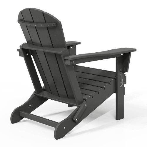 Laguna Fade Resistant Outdoor Patio HDPE Poly Plastic Classic Folding Adirondack Lawn Chair in Gray