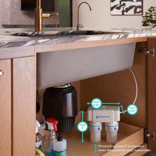Aquasana Under Sink Drinking Water Filter : 2-Stage : Reduce up to 99.99% of 78 Contaminants: Brushed Nickel Faucet
