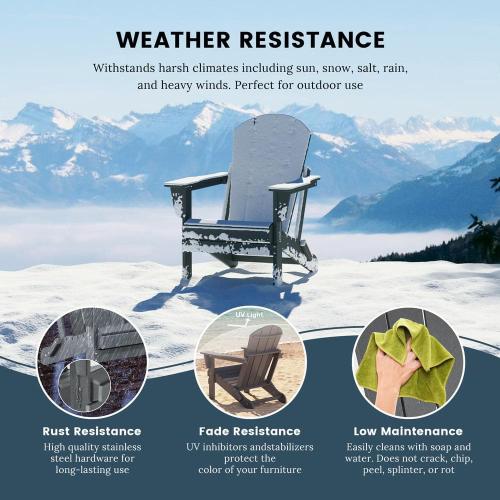 Laguna Fade Resistant Outdoor Patio HDPE Poly Plastic Classic Folding Adirondack Lawn Chair in Gray