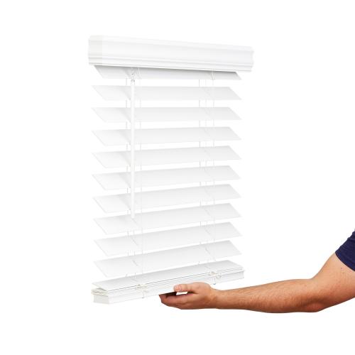 2-1/2 Cordless Faux Wood Blind - Bright White - Bright White - 11 x 72 2 PACK