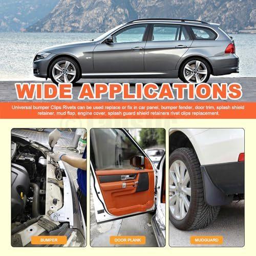 Tanstic 125Pcs 6 Types Trim Panel Clips Kit including Metal Retainer Clips Automotive Car Interior Trim Clips Moulding Fastener with Trimming Tools for Cars Trucks