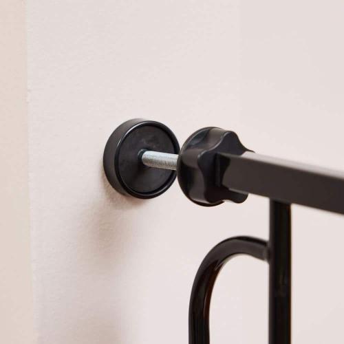 30 in. Tall Black Easy Step Extra Wide Metal Walk-Through Gate, Comes with a 4  and 12 Extension