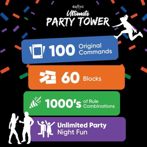 Ultimate Party Tower - 100 Original Commands, 60 Blocks and 1000's of Hilarious Rule Combinations - Fun Party Games