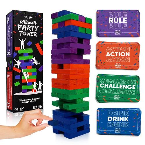 Ultimate Party Tower - 100 Original Commands, 60 Blocks and 1000's of Hilarious Rule Combinations - Fun Party Games