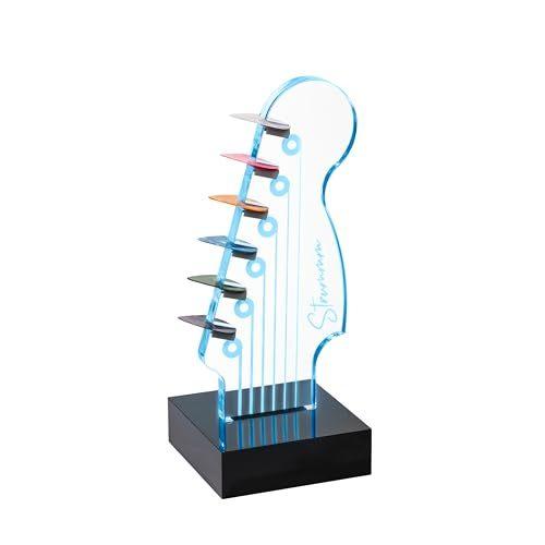 Strummm Color Changing Light Up Guitar Pick Holder – Authentic Electric Guitar Headstock Design Lamp with 7 Colors USB Powered Holds 6 Picks Perfect Guitar Gift for Men Musicians & Guitarists