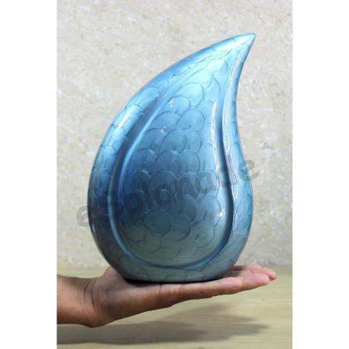 Splanade Teardrop Cremation Urn Memorial Container Jar Pot, Dark Blue Color