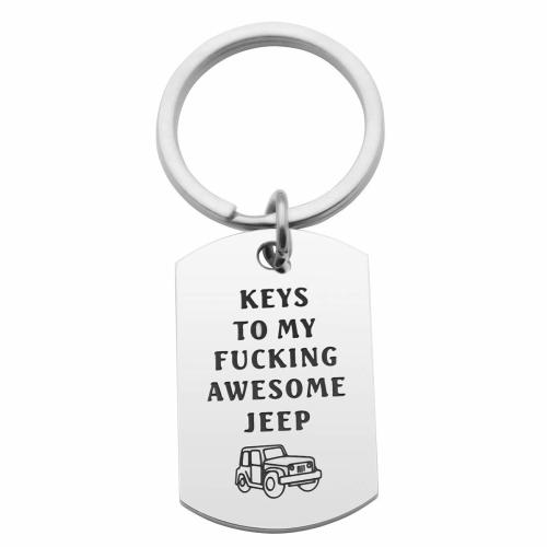 CHENVA Car Keychain Car Lover Gift Stainless Steel Dog Tag Keyring Car Wrangler Accessories Gift for Car Lover (Keys to my awesome Jp Keychain)