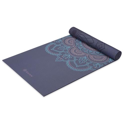 Gaiam Yoga Mat Premium Print Reversible Extra Thick Non Slip Exercise & Fitness Mat for All Types of Yoga Pilates & Floor Workouts Purple Illusion 6mm