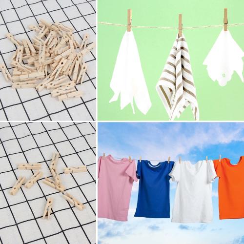 KIMOBER 1.77Inch Wooden ClothespinsSturdy Natural Wooden Craft Peg Pins Clips for Photos Pictures Paper Crafts100pcs