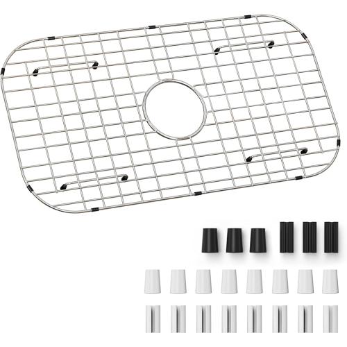 Sink Protector Grid 26-1/16 x 14-1/16,Centered Drain with Corner Radius 3-1/2, Stainless Steel Material(Centered Drain)