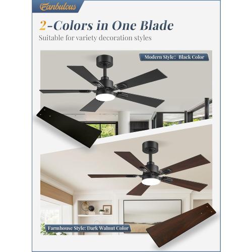 Fanbulous 2 Pack of 42 Inch Modern Ceiling Fans with Lights & Remote, Black