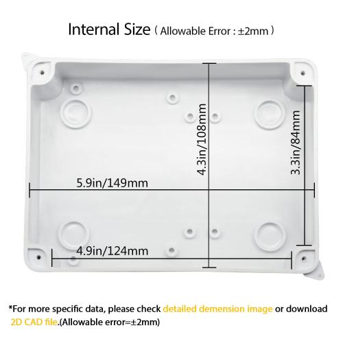 LeMotech Junction Box, Electrical Box IP65 Water Resistant Dustproof ABS Plastic Project Enclosure for Electronics White, External Size 5.9 x 4.3 x 2.8 inch