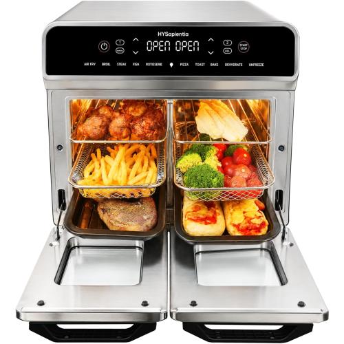 HYSapientia 24QT Dual Zone Air Fryer Toaster Oven Combo with Rotisserie