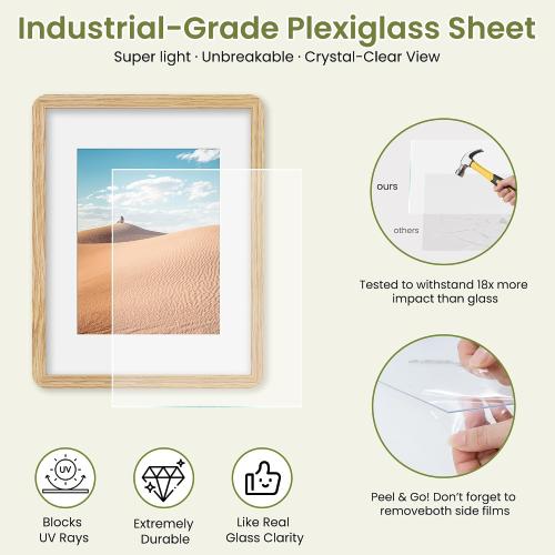 Dreamland 11x14 Oak Wood Picture Frame Matted to 8x10, 1 Pack