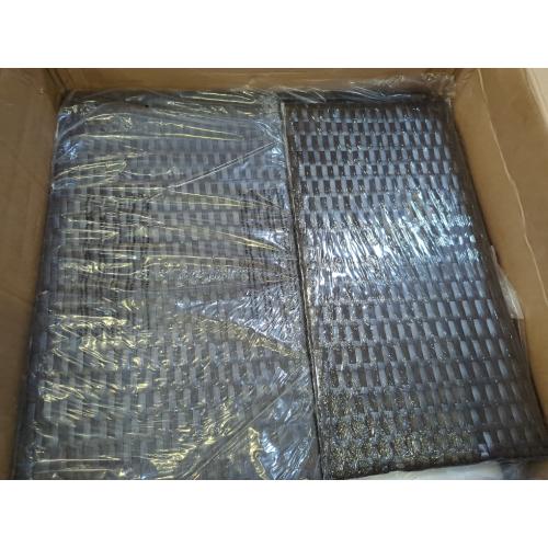 Outdoor Set, 2 Corner Chairs and 1 Glass Square Table Gray Weave Pattern